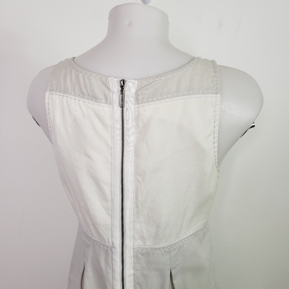 Rebecca Taylor cotton linen sleeves dress colorblock 2-tone beaded neck - Picture 7 of 10